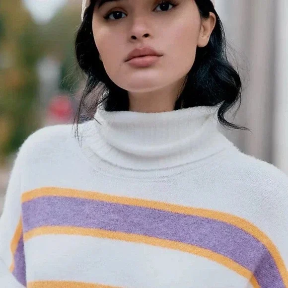 Anthropologie Daily Practice Karigan Midi Sweater Dress XL Striped Turtleneck - Picture 2 of 9